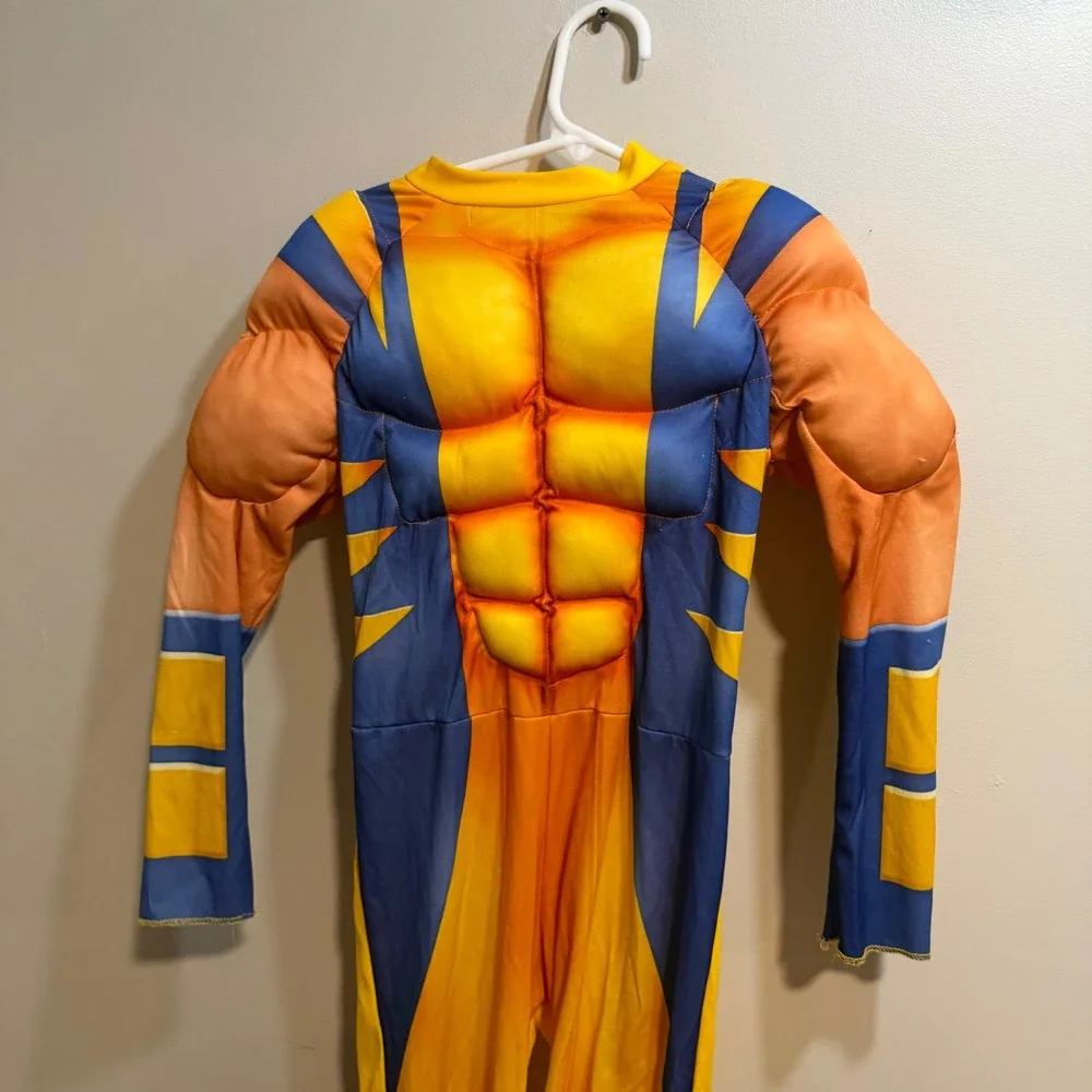Marvel Wolverine Muscle Costume Kids Medium 8-10 X-Men Superhero Jumpsuit Yellow - Picture 3 of 7